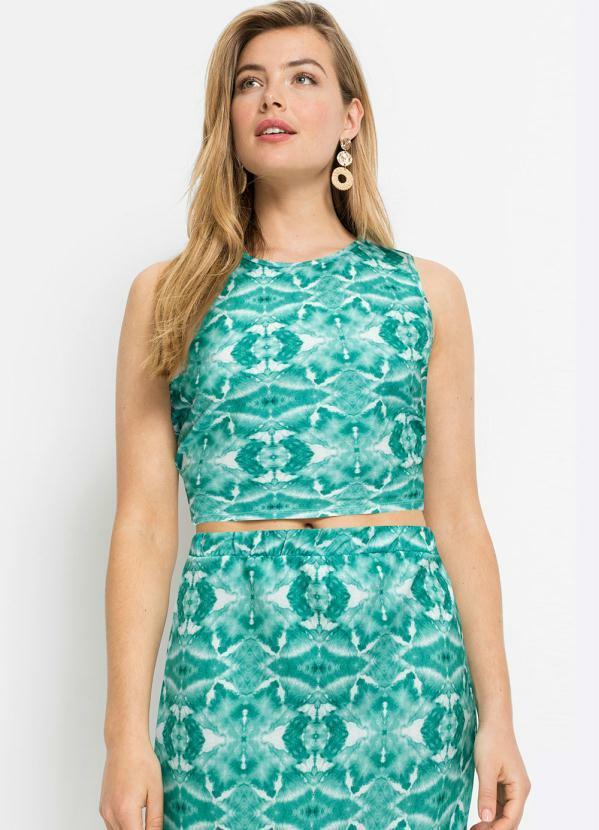 Blusa com Amarração nas Costas Étnico Verde