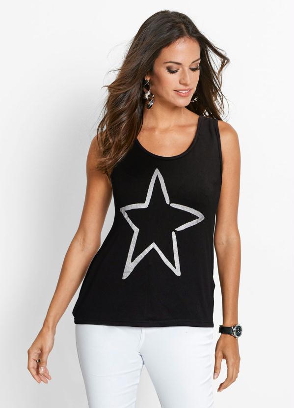 Vista 2 Blusa com Estampa Estrela Preta bonprix bonprix