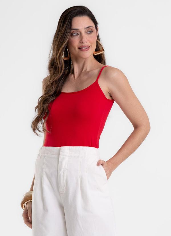 Blusa de Alça Feminina Justa em Cotton Vermelho
