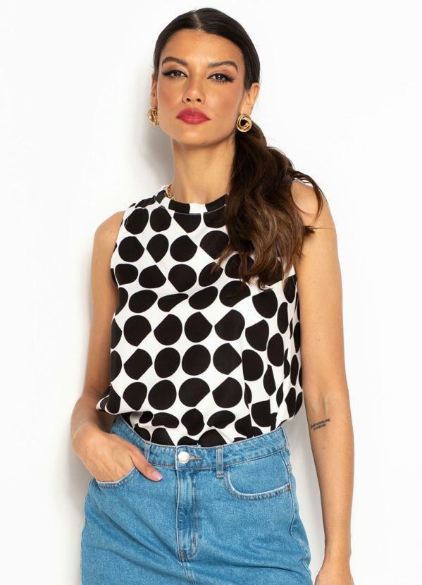 Vista 2 Blusa de Viscose Estampada Preto Hering Hering