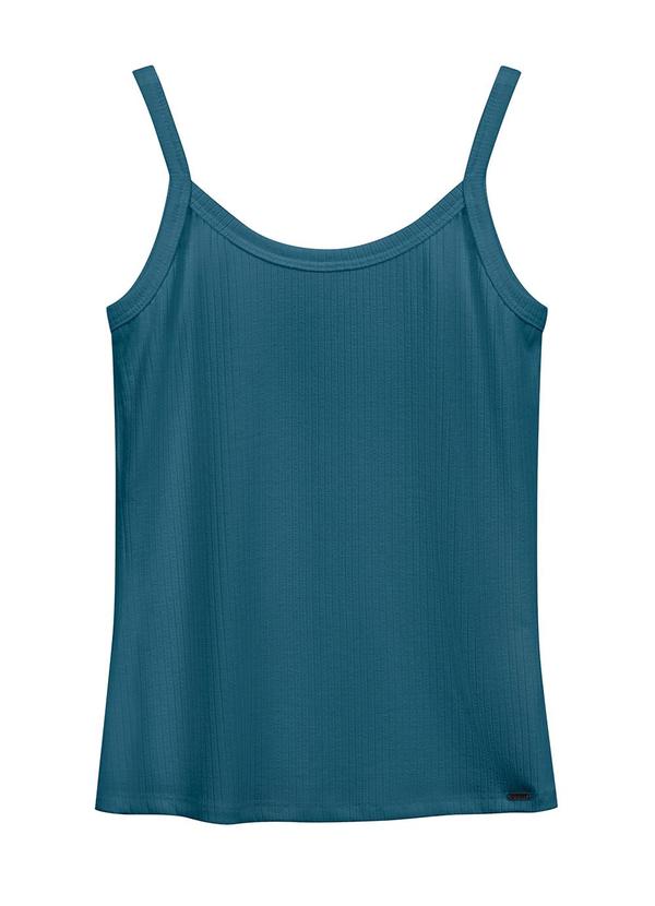 Vista 2 Blusa Feminina Básica Alça Fina Azul Marialícia Marialícia