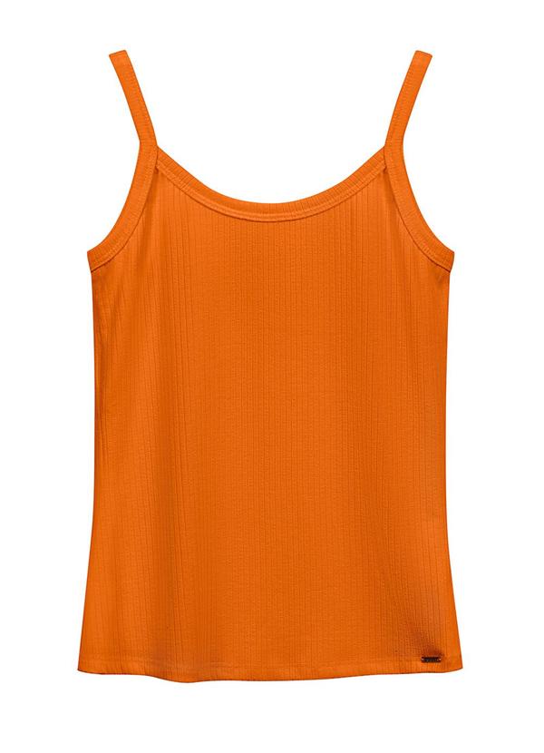 Vista 2 Blusa Feminina Básica Alça Fina Laranja Marialícia Marialícia