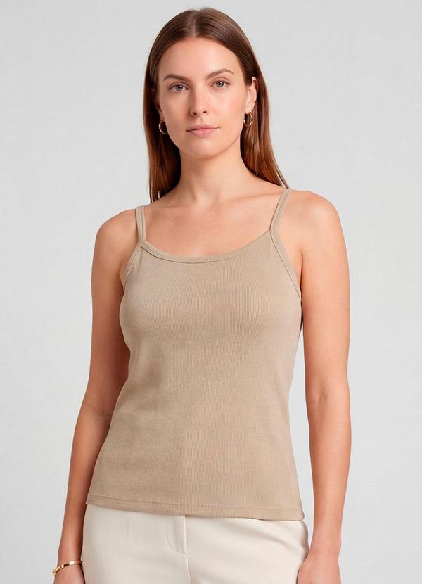 Blusa Feminina com Alça Fina Bege