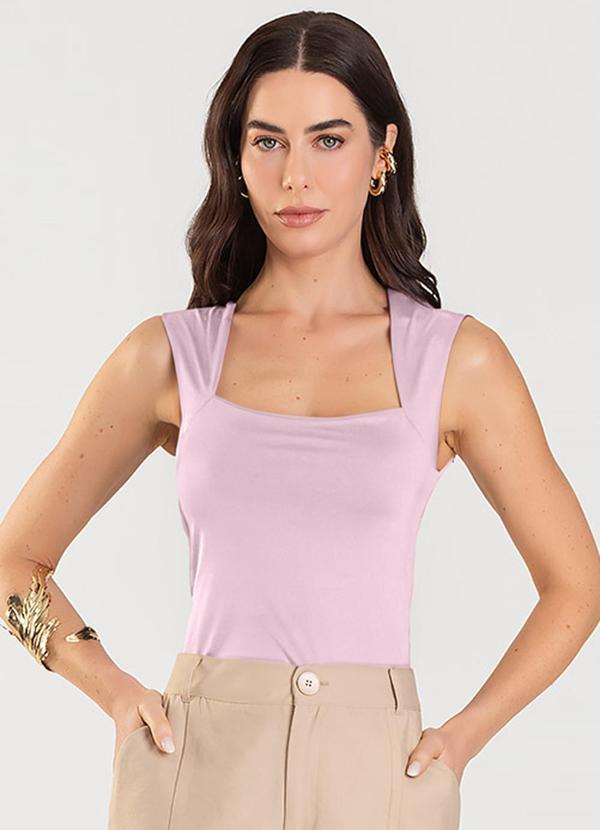 Blusa Feminina com Decote Quadrado Rosa