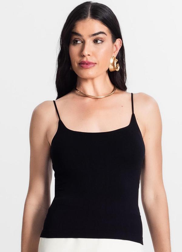 Vista 2 Blusa Feminina de Alça Poliamida Preto Rovitex Rovitex