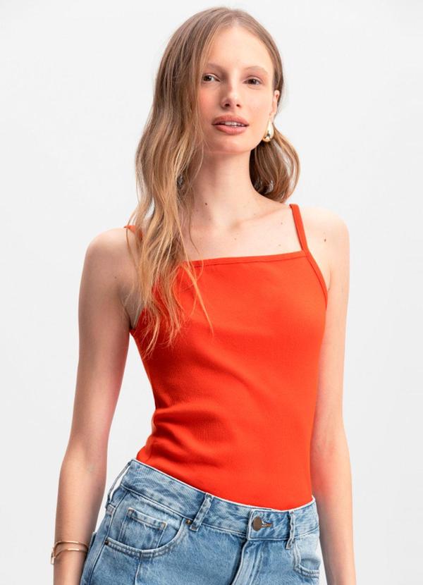 Blusa Feminina em Ribana Canelada Laranja