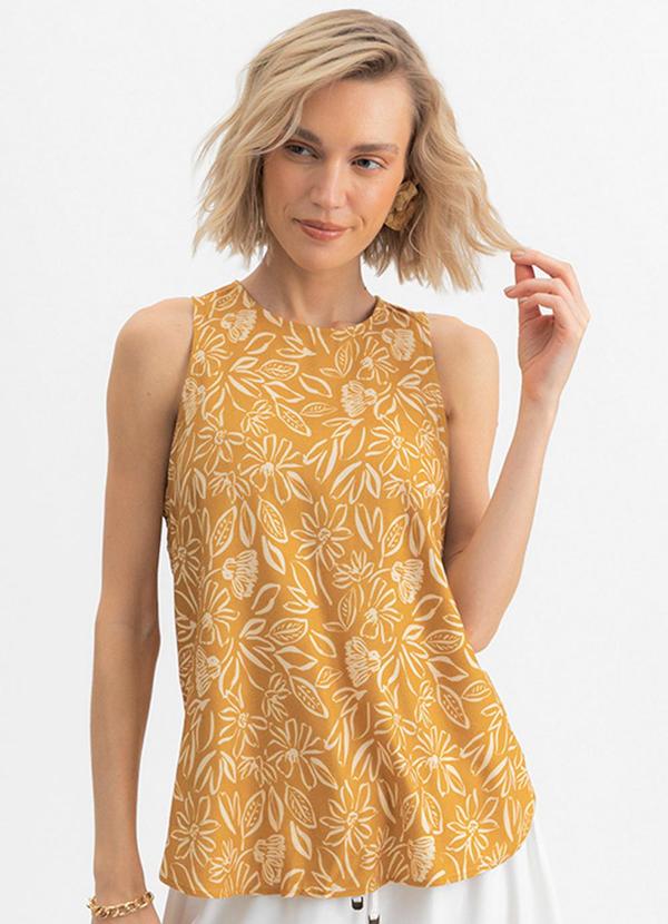 Blusa Feminina Floral em Viscose Amarelo