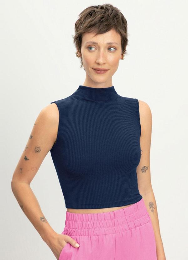 Blusa Feminina Gola Alta Azul