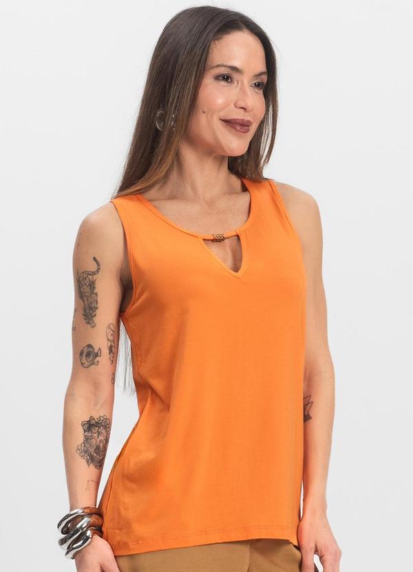 Vista 2 Blusa Feminina Lisa Laranja INFINITA COR INFINITA COR