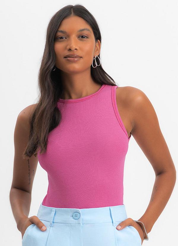 Blusa Feminina Regata em Viscose Rosa