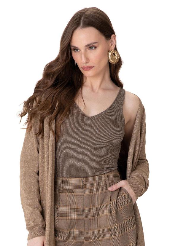Blusa Justa em Tricot Lurex Bege