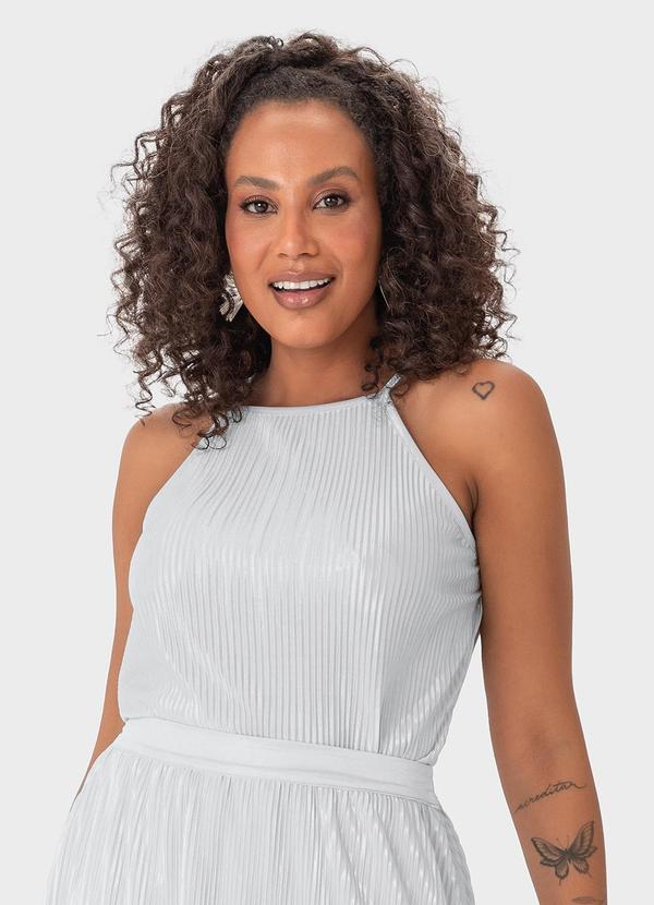 Vista 2 Blusa Prateada Ampla Plissada Malwee Malwee