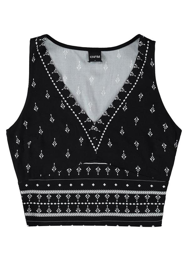 Blusa Preto Cropped Paisley