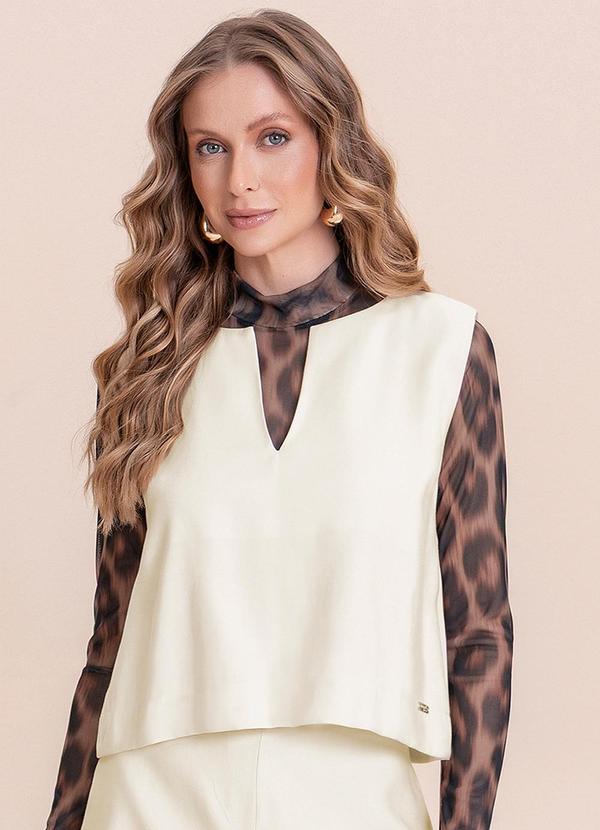 Blusa Regata Alfaiataria Bege