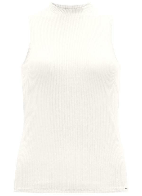 Vista 2 Blusa Regata Básica em Malha Canelada Off White Lunender Lunender