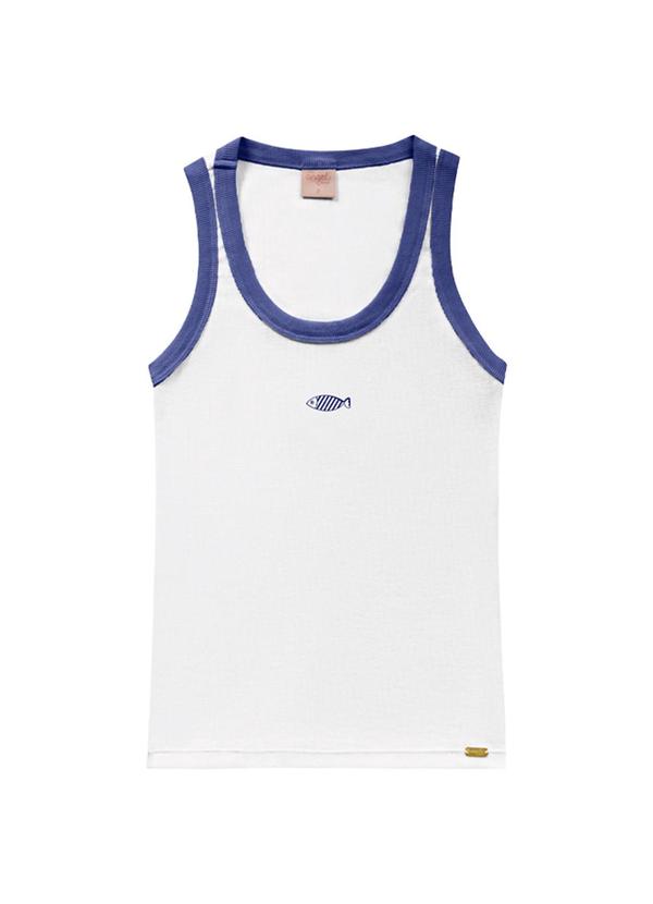 Blusa Regata Bordada Azul