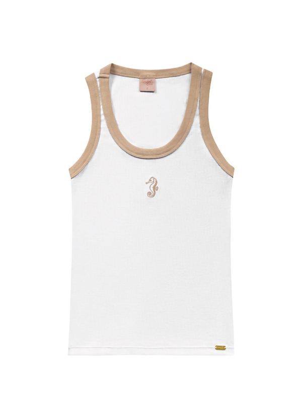 Blusa Regata Bordada Bege