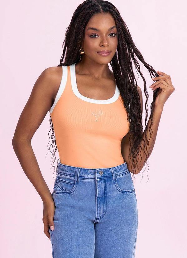 Blusa Regata Bordada Laranja