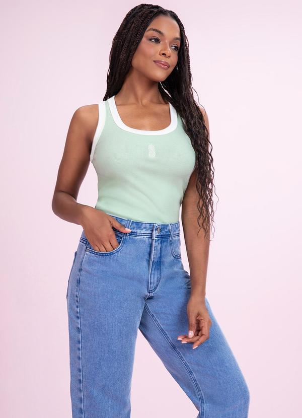 Blusa Regata Bordada Verde