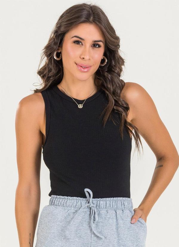 Blusa Regata Canelada Preto