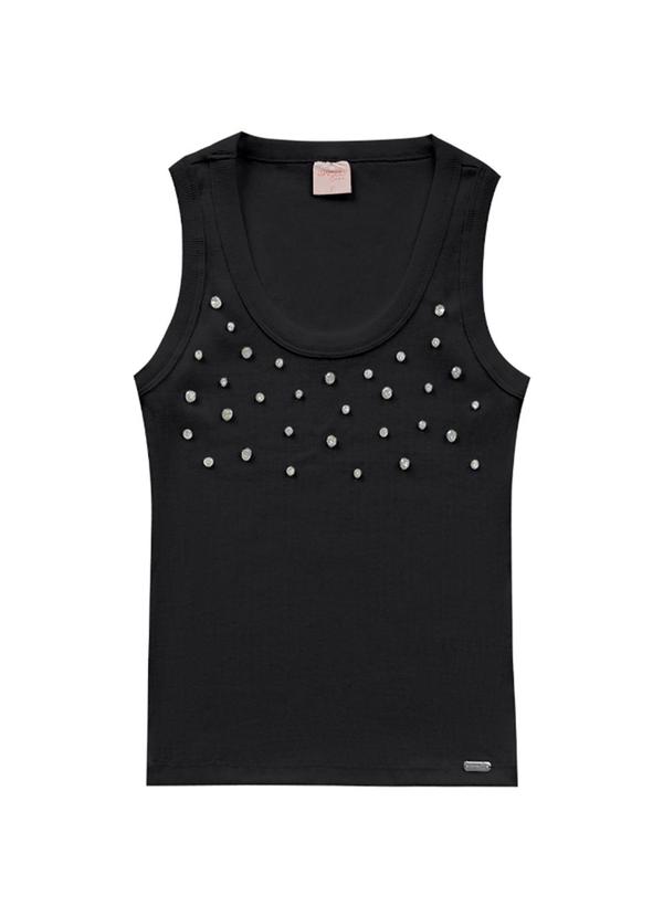 Blusa Regata com Pedrarias Preto