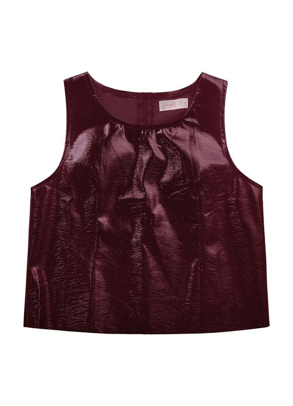 Blusa Regata de Couro Vermelho