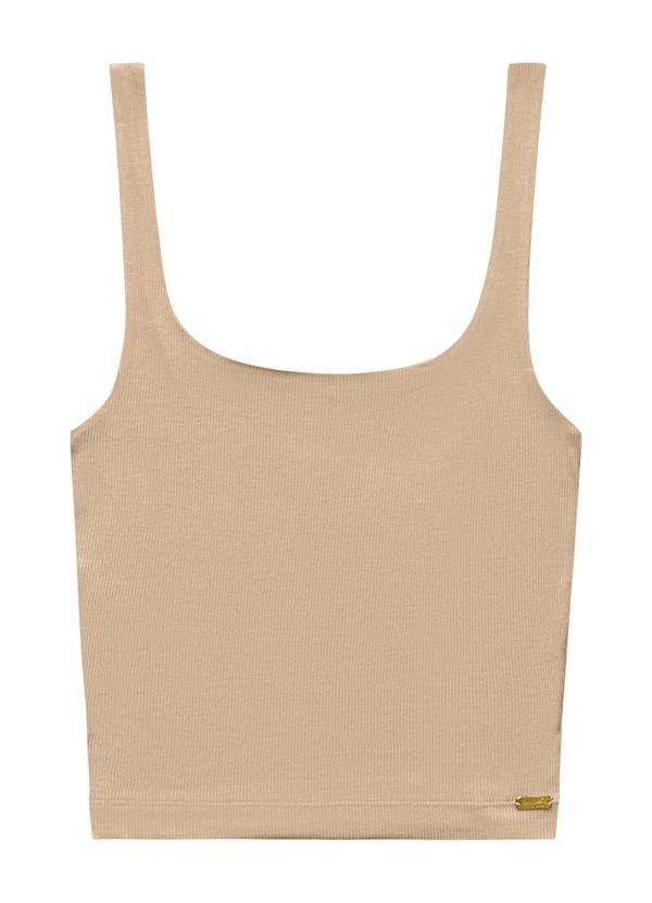 Blusa Regata Decote Quadrado Basic Bege