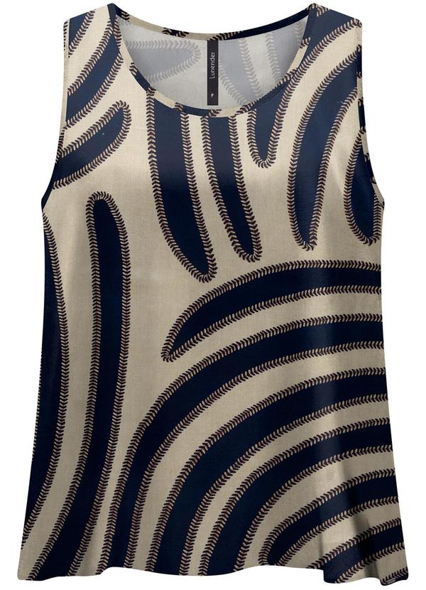Vista 2 Blusa Regata Estampada com Decote Redondo Azul Lunender Lunender