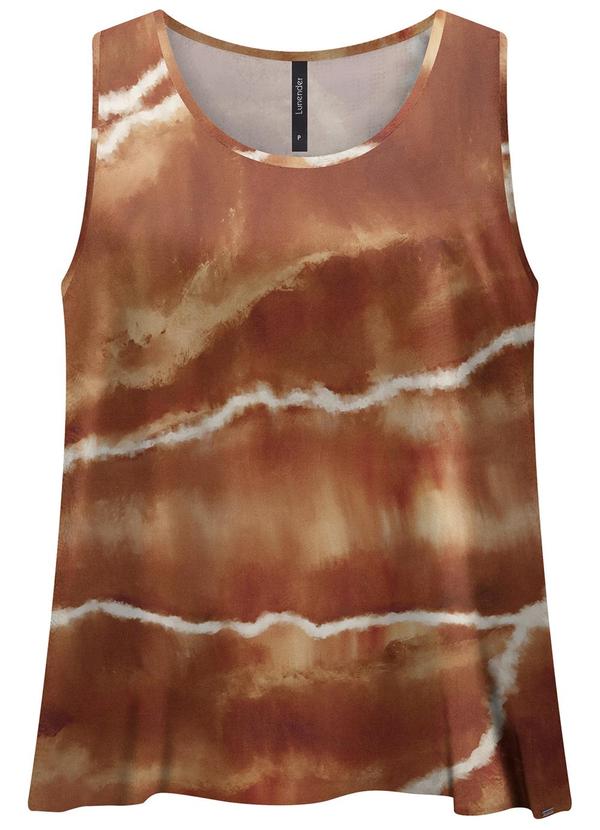 Vista 2 Blusa Regata Estampada com Decote Redondo Bege Lunender Lunender