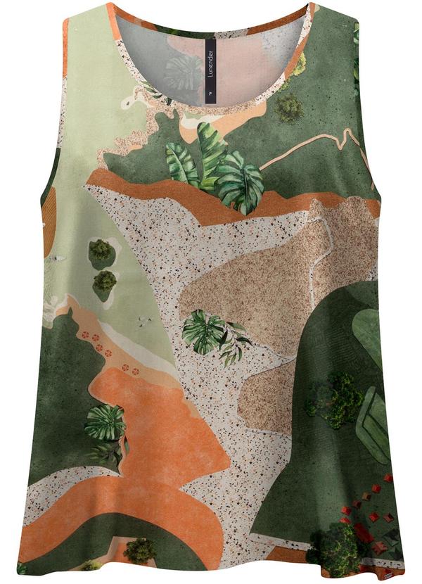 Vista 2 Blusa Regata Estampada com Decote Redondo Verde Lunender Lunender