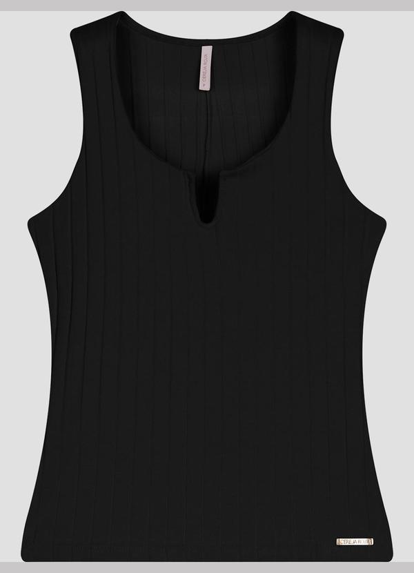 Blusa Regata Feminina em Cotton Canelado Preto