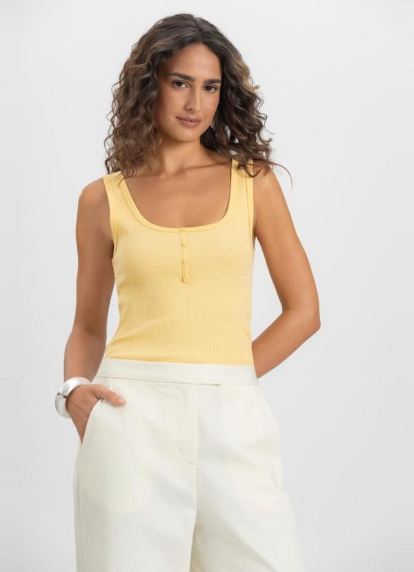Blusa Regata Feminina em Ribana Amarelo