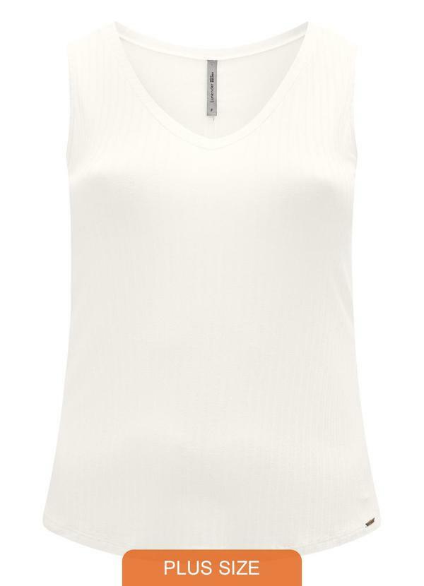 Blusa Regata Plus Size com Decote em V Branco