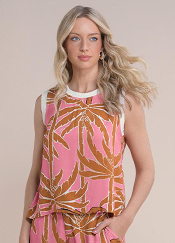 Vista 2 Blusa Regata Viscose Estampada Rosa Angel Angel