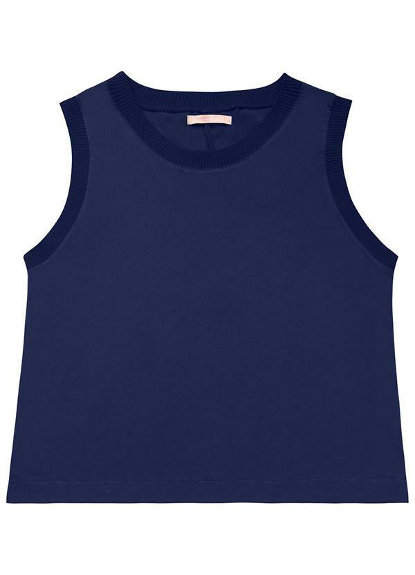 Vista 2 Blusa Regata Viscose Lisa Azul Angel Angel