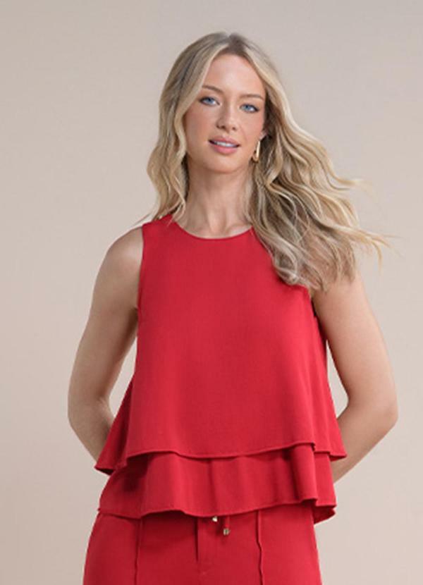 Vista 2 Blusa Regata Viscose Lisa Vermelho Angel Angel