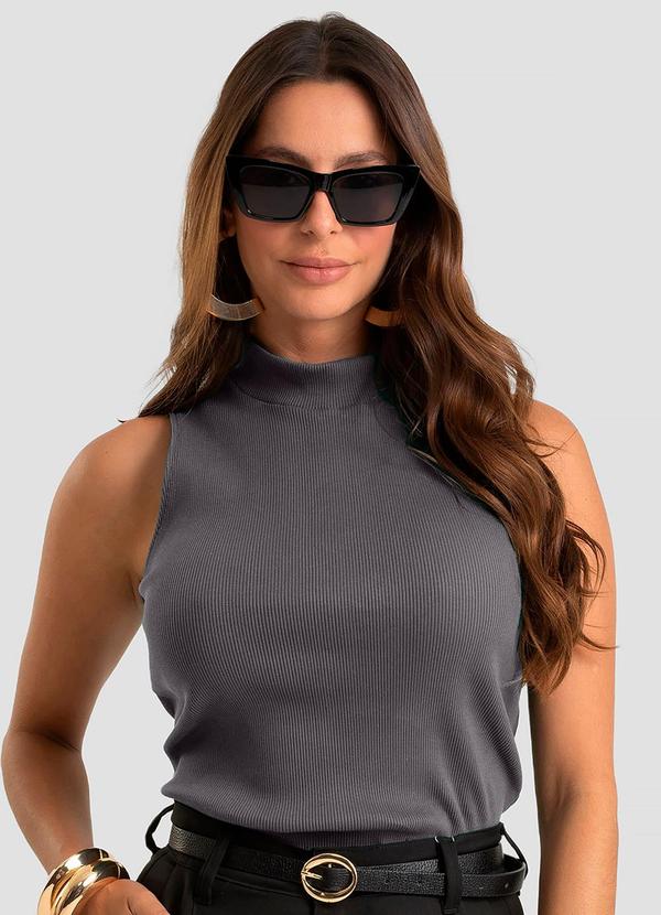 Blusa sem Manga Feminina em Ribana Cinza