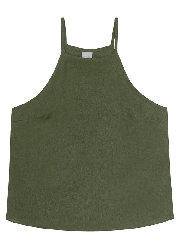 Blusa Verde Militar Evasê em Viscolinho