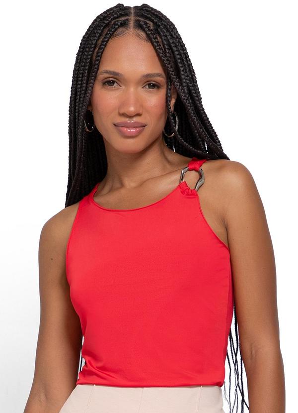 Blusa Vermelha Assimétrica em Jersey