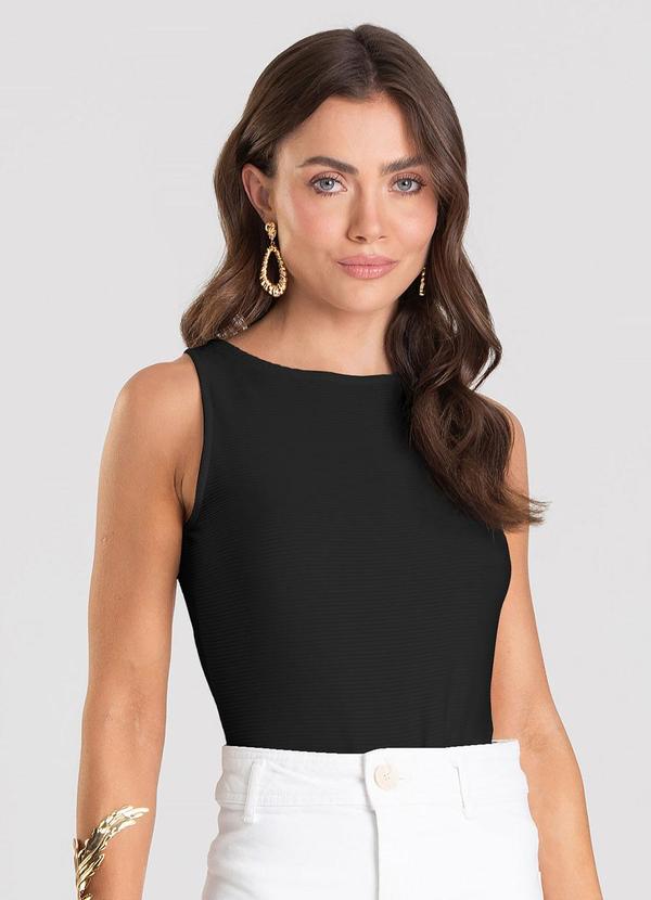 Body Feminino Canelado Preto