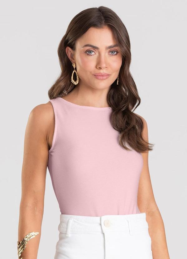 Body Feminino Canelado Rosa
