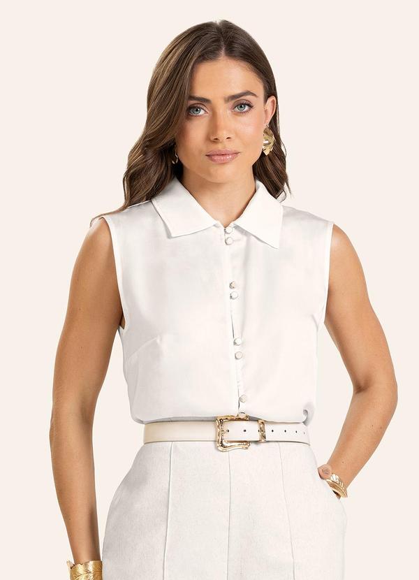 Camisa Gola Polo Feminina Bege