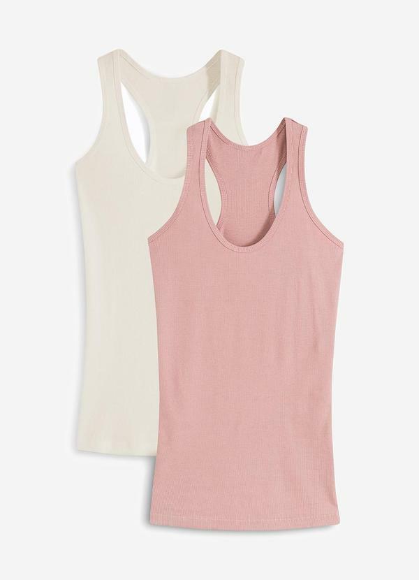 Vista 2 Kit 2 Blusas Rosê/Creme em Canelado bonprix bonprix