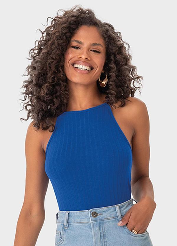 Vista 2 Regata Azul Royal Justa em Viscose Canelada Malwee Malwee