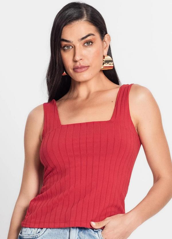 Regata Canelada Feminina Vermelho
