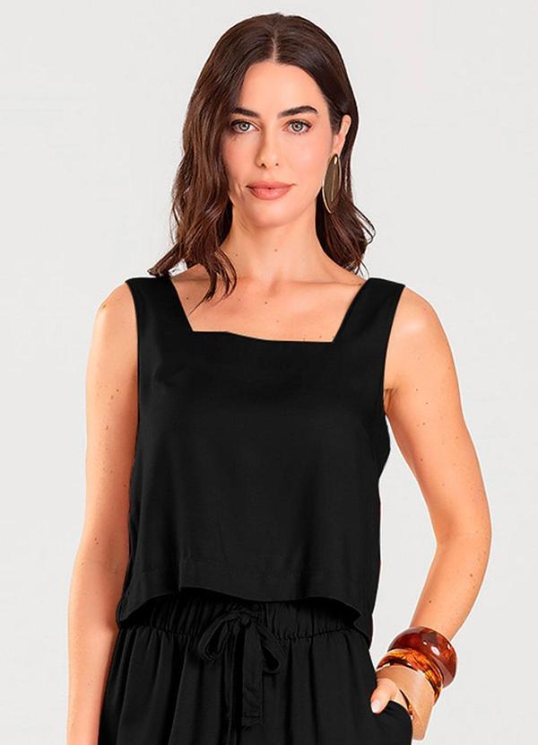 Regata Cropped Feminina Preto