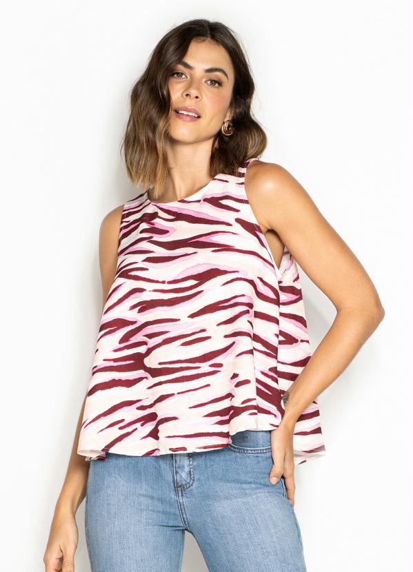 Regata de Linho Estampada Branco