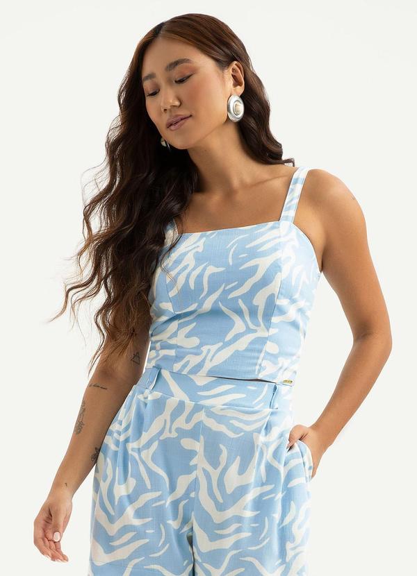 Regata Decote Quadrado em Viscose Azul Claro
