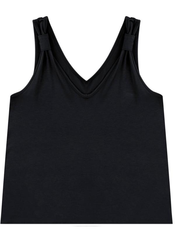 Regata em Viscose com Franzido Preto