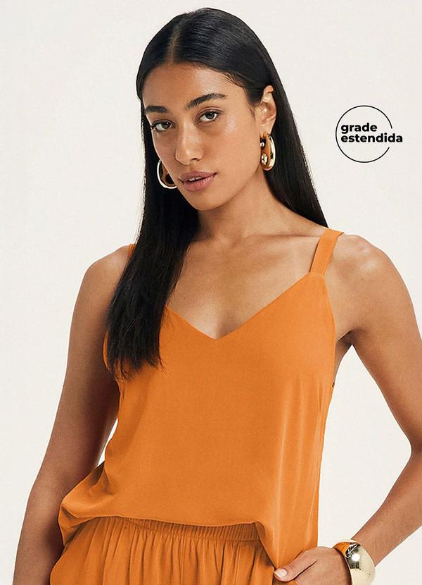 Vista 2 Regata Feminina Alças Finas Viscose Laranja Marialícia Marialícia